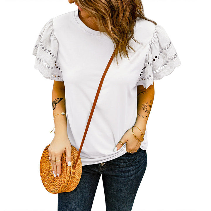 Noelle – Broderie Blouse mit Volantärmeln
