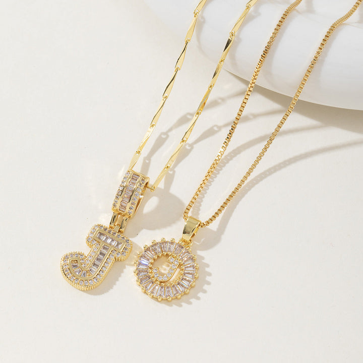 Elegantes 2er-Set Buchstabenanhänger-Halsketten