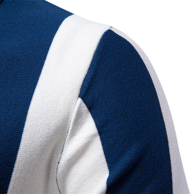 Gustav – Zip-Poloshirt mit Blockstreifen
