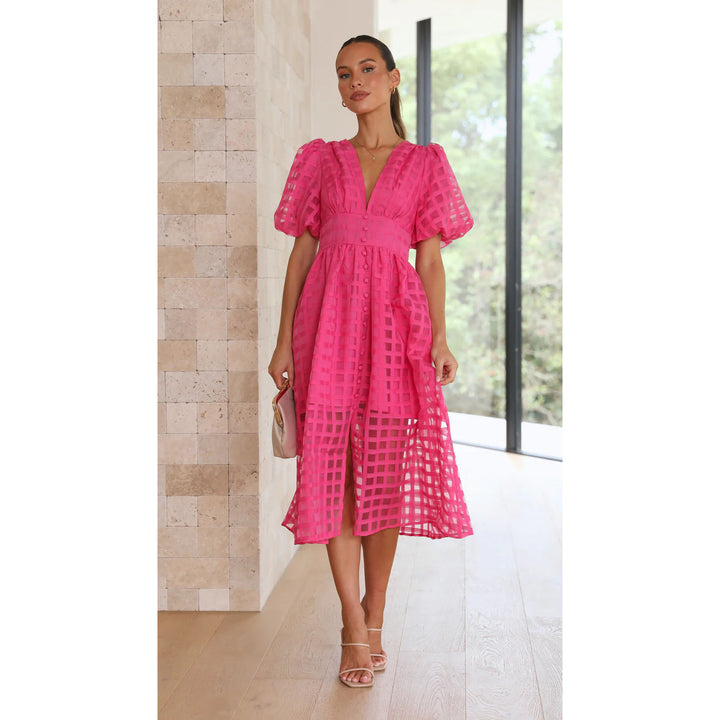 Nadja – Karierte Midikleid mit Transparenz