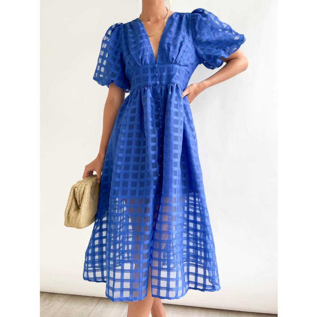 Nadja – Karierte Midikleid mit Transparenz