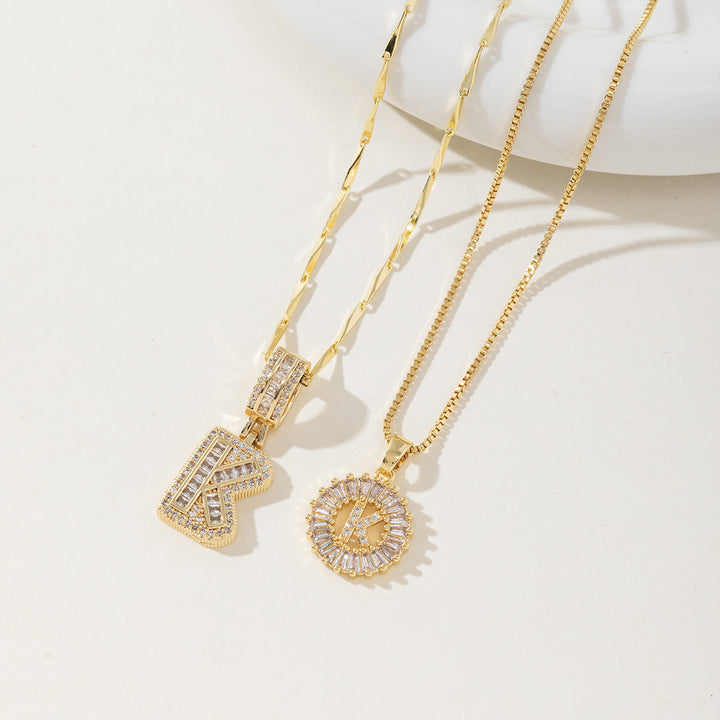 Elegantes 2er-Set Buchstabenanhänger-Halsketten