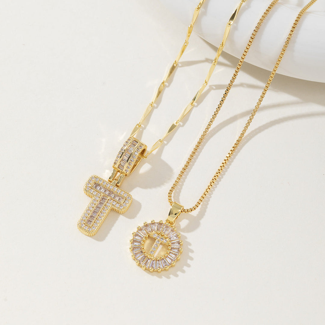 Elegantes 2er-Set Buchstabenanhänger-Halsketten