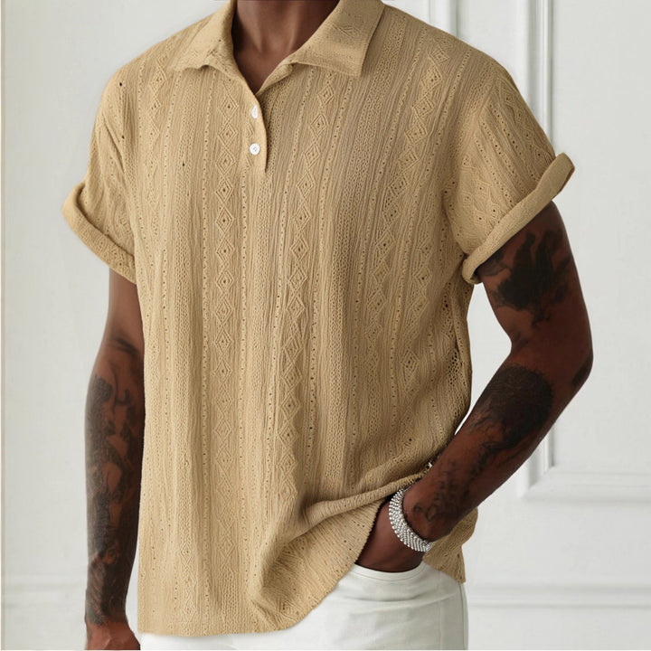 Detlef – Feinstrick-Poloshirt mit Strukturmuster
