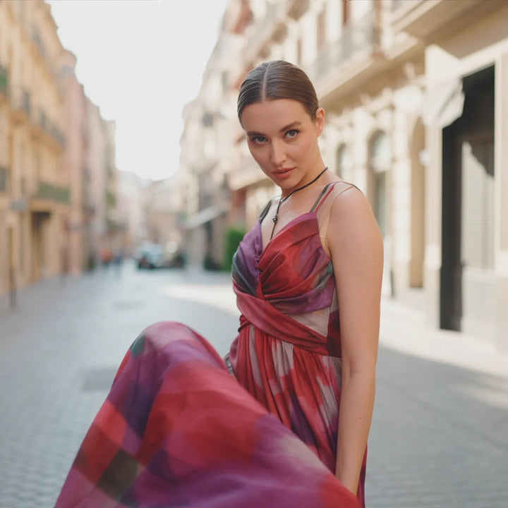 Aelwena – Träger-Ombre-Maxikleid