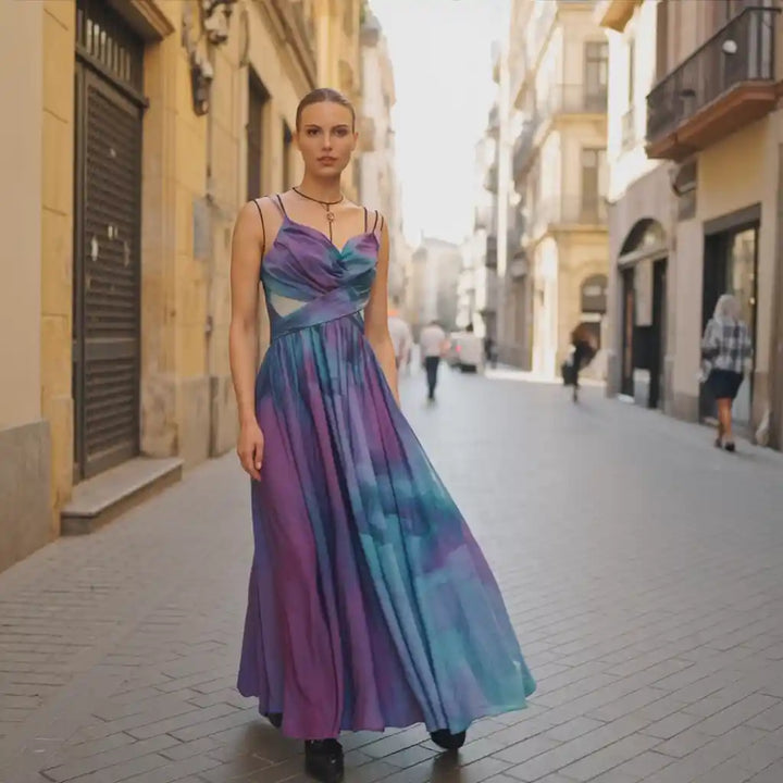 Aelwena – Träger-Ombre-Maxikleid