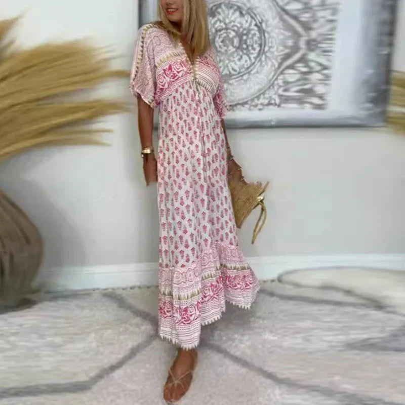 Mabel – Boho Maxikleid mit Print