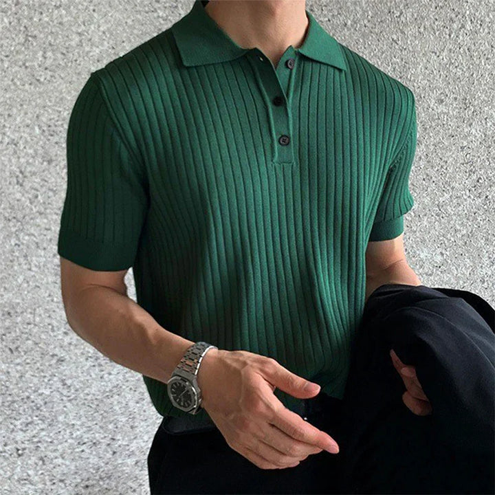 Dion – Geripptes Poloshirt mit Knopfleiste