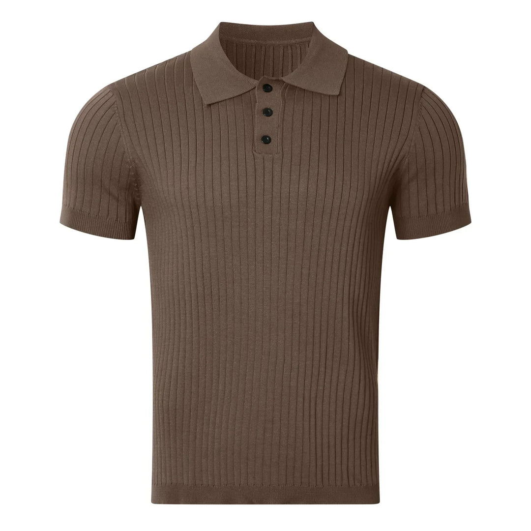 Dion – Geripptes Poloshirt mit Knopfleiste