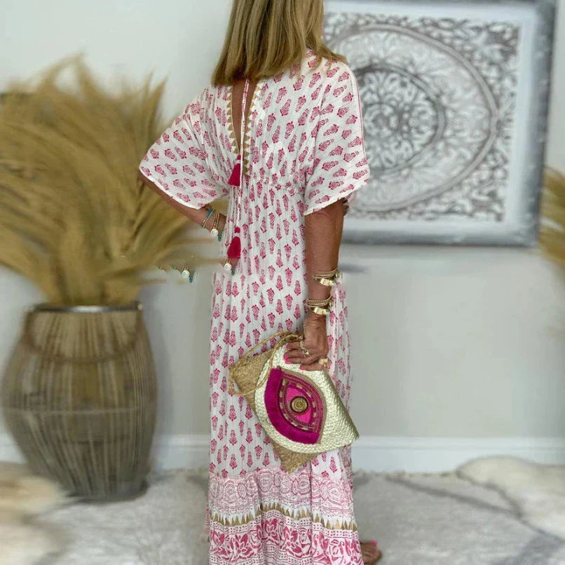 Mabel – Boho Maxikleid mit Print