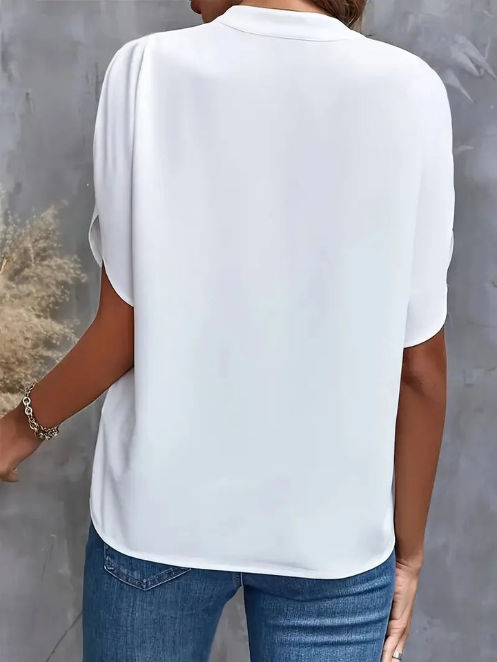 Roswina – Locker geschnittene V-Ausschnitt-Bluse