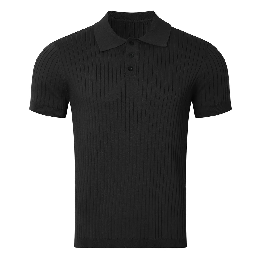 Dion – Geripptes Poloshirt mit Knopfleiste