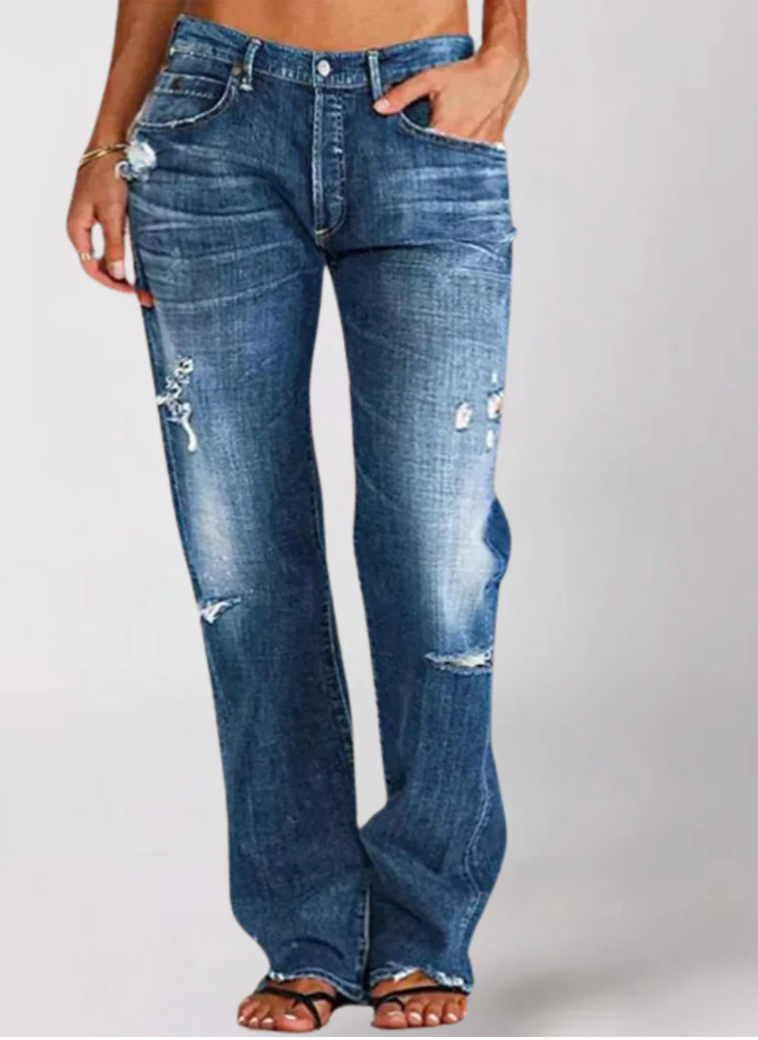 Hadelmar – Gerade Geschnittene Distressed Jeans