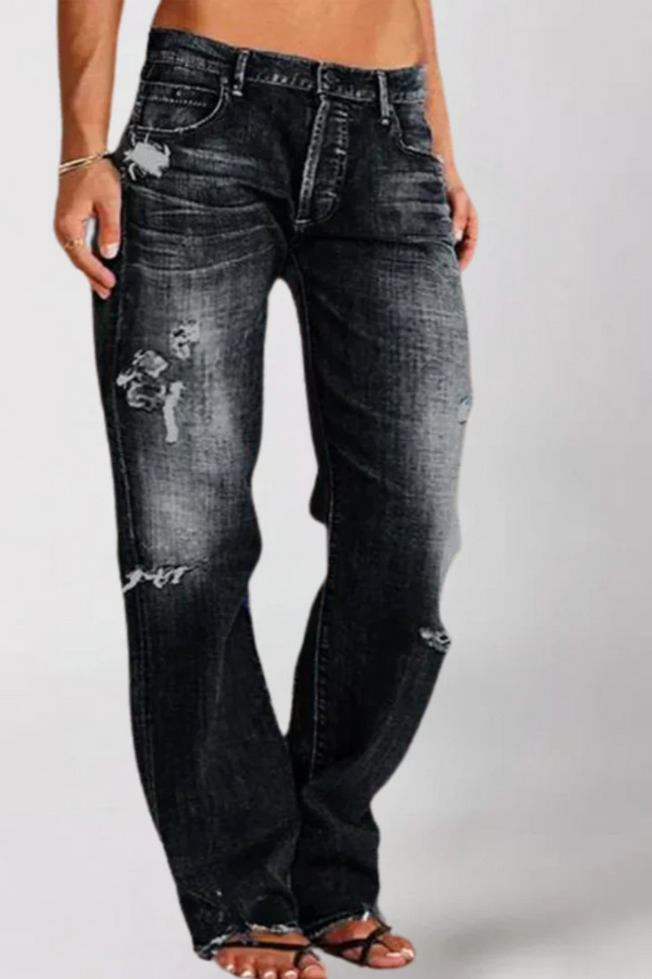 Hadelmar – Gerade Geschnittene Distressed Jeans