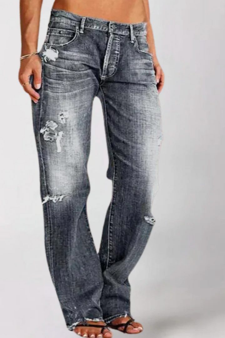 Hadelmar – Gerade Geschnittene Distressed Jeans