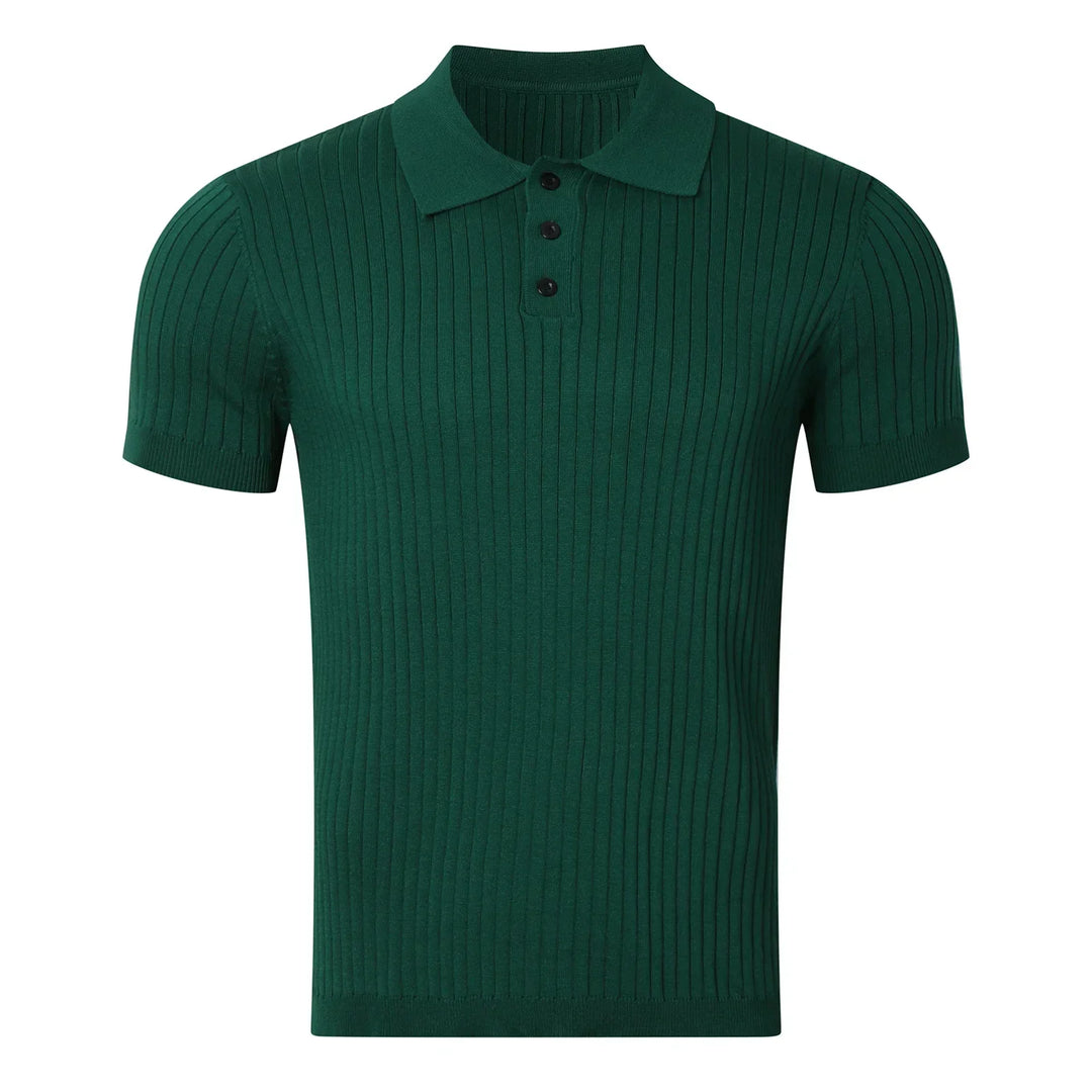 Dion – Geripptes Poloshirt mit Knopfleiste