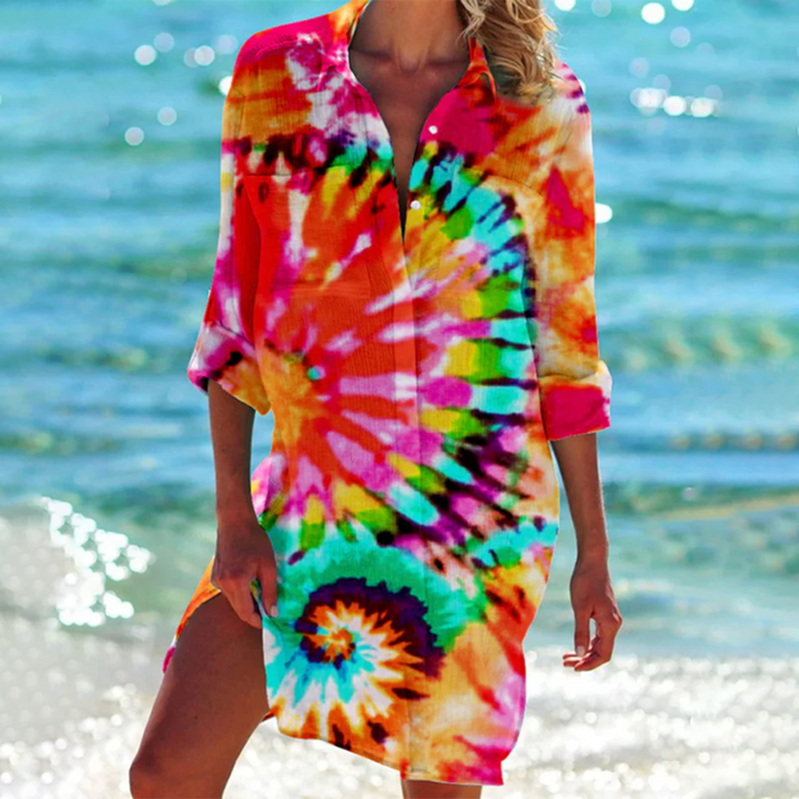 Yorika – Strandkleid mit grafischem Muster