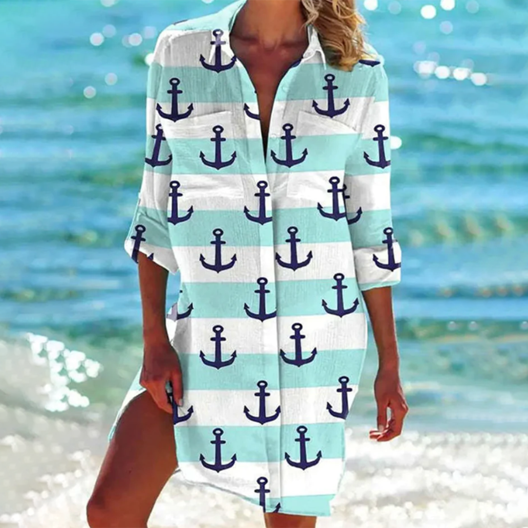 Yorika – Strandkleid mit grafischem Muster