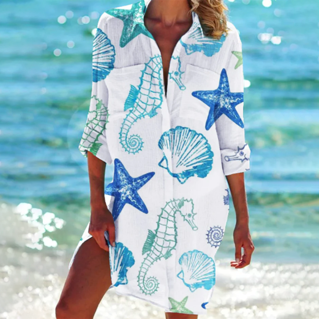 Yorika – Strandkleid mit grafischem Muster