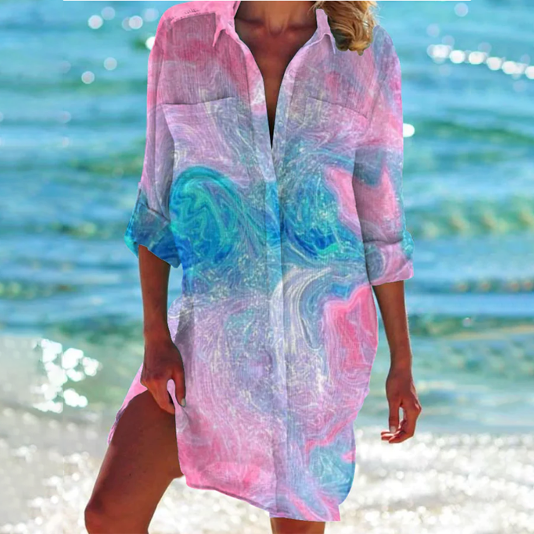 Yorika – Strandkleid mit grafischem Muster