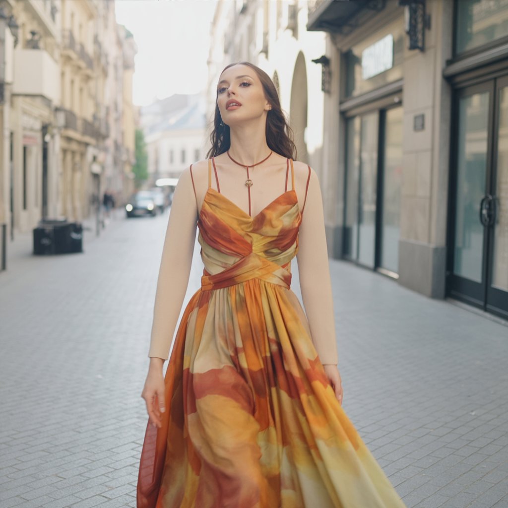 Aelwena – Träger-Ombre-Maxikleid