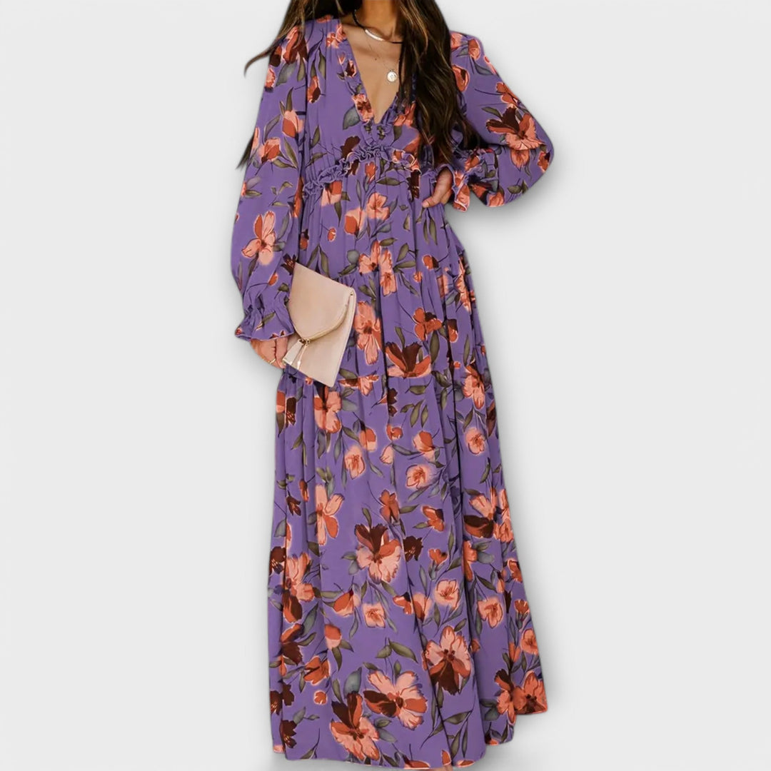 Stella – Maxikleid mit Retro-Muster