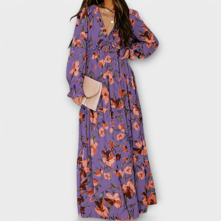 Stella – Maxikleid mit Retro-Muster