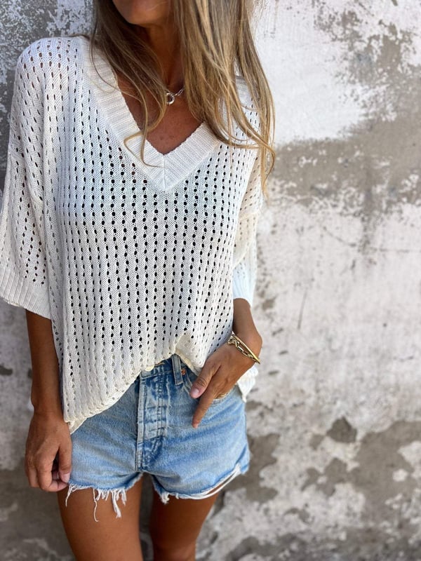 Huberta – Lockerer Strickpullover mit Lochmuster