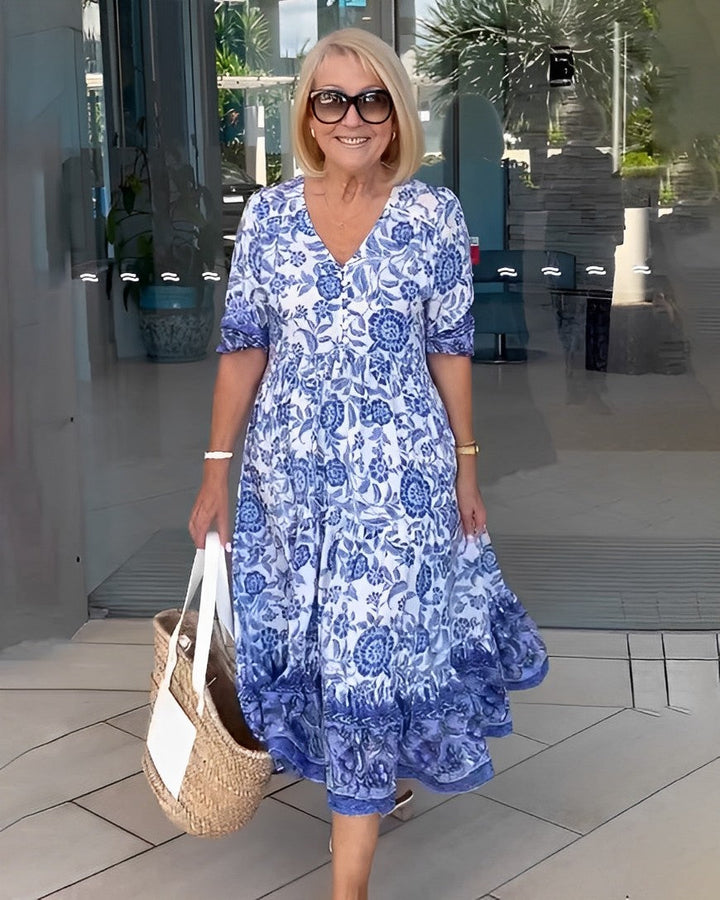 Aminta – Bedrucktes Boho-Midikleid