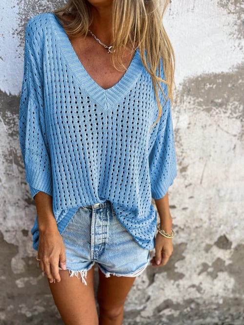 Huberta – Lockerer Strickpullover mit Lochmuster