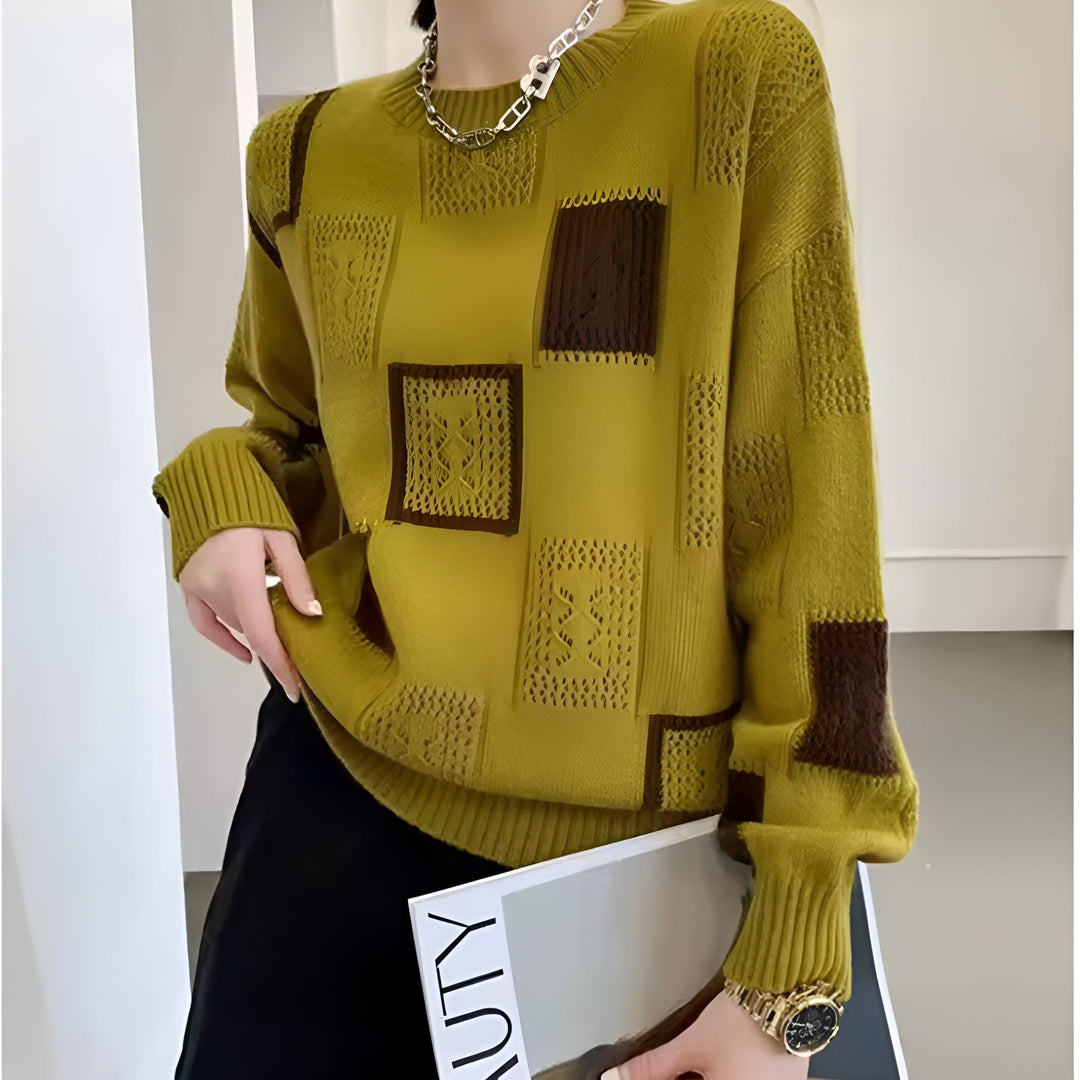 Cäcilie – Strickpullover mit Patchmuster