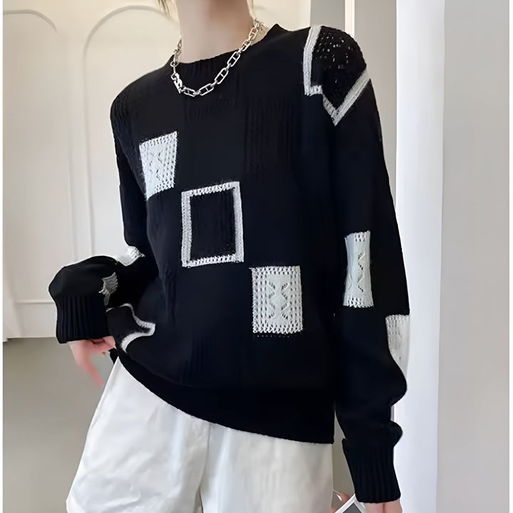 Cäcilie – Strickpullover mit Patchmuster