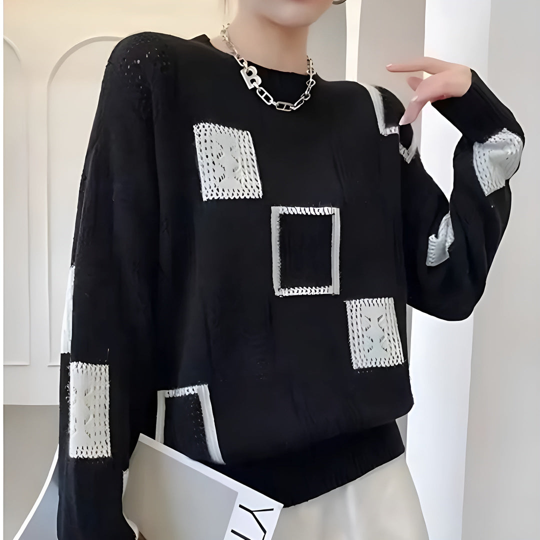 Cäcilie – Strickpullover mit Patchmuster