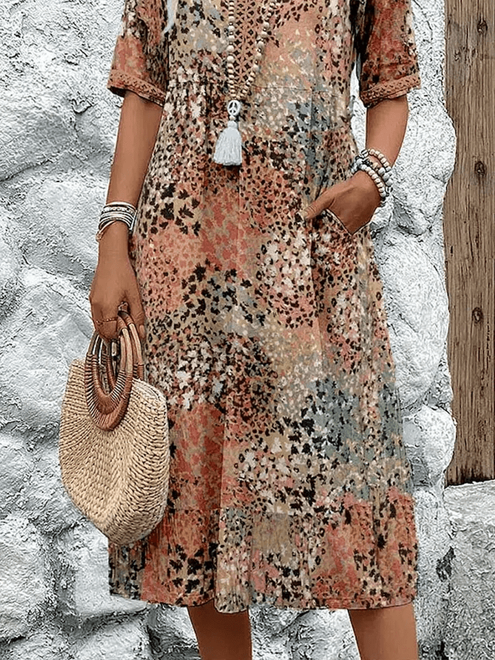 Aeria – Bedrucktes Boho-Midikleid