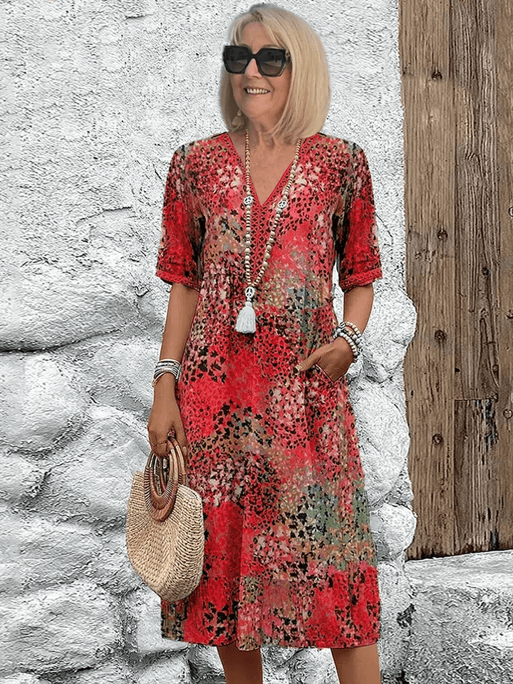 Aeria – Bedrucktes Boho-Midikleid