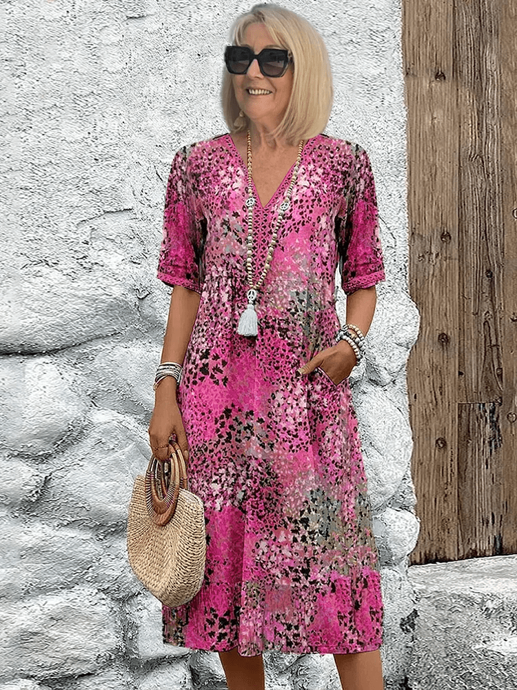 Aeria – Bedrucktes Boho-Midikleid