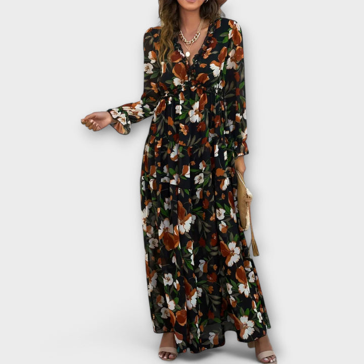 Stella – Maxikleid mit Retro-Muster
