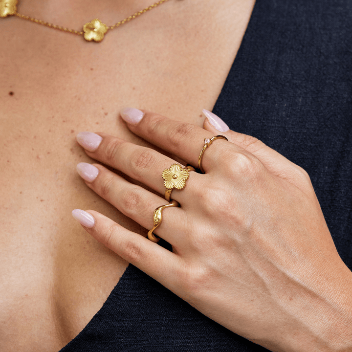 Goldenes Kleeblatt-Ring