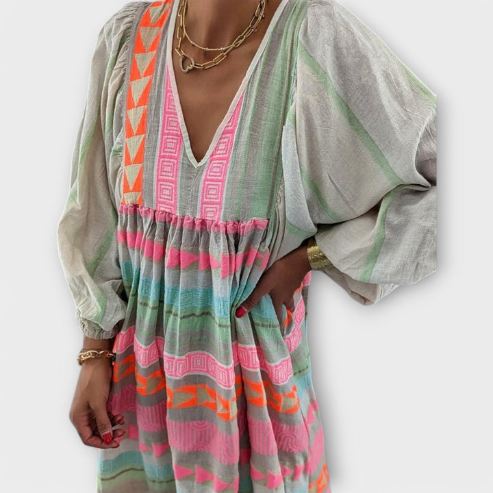 Elfruna – Besticktes Boho-Midikleid