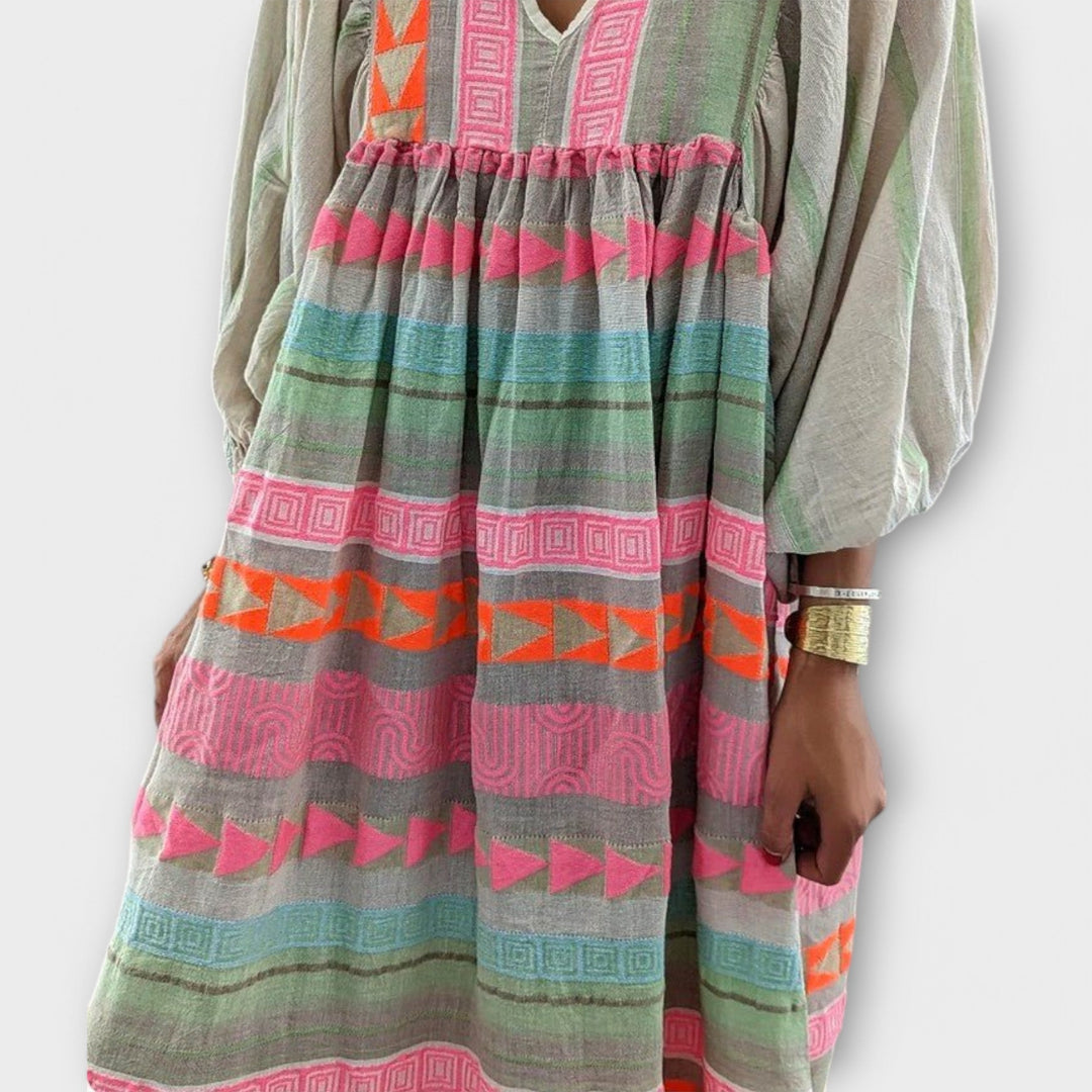 Elfruna – Besticktes Boho-Midikleid