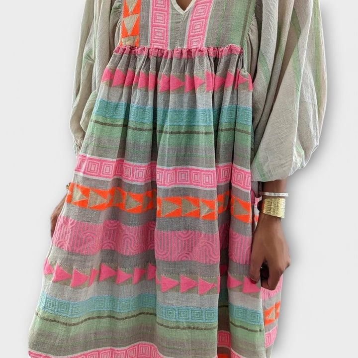 Elfruna – Besticktes Boho-Midikleid