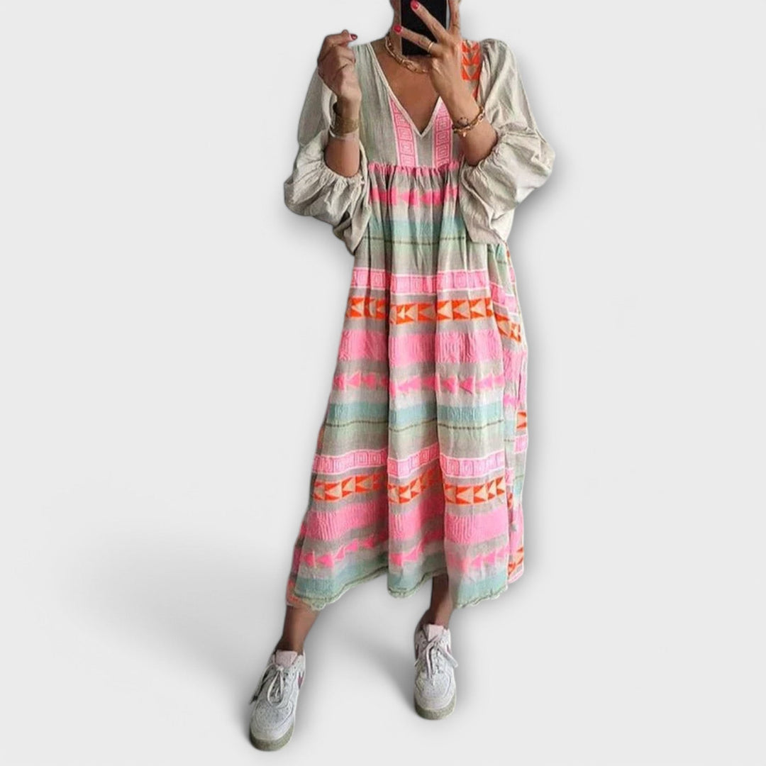 Elfruna – Besticktes Boho-Midikleid