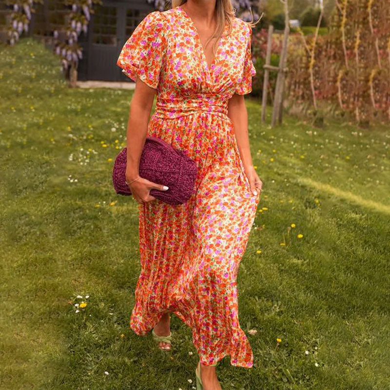 Kriemhild – Maxikleid mit Wickeloptik und Kurzarm