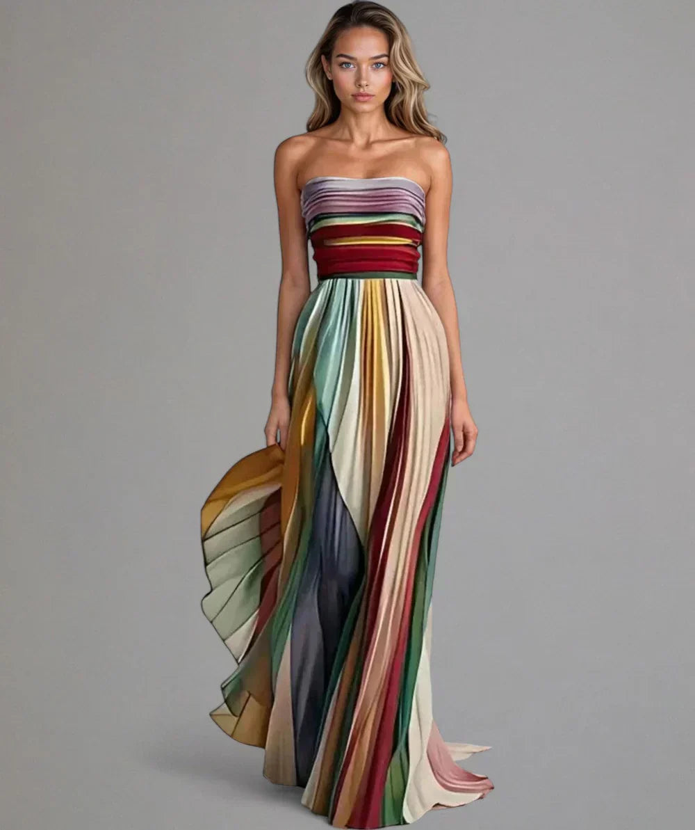 Xavierra – Trägerloses Plissiertes Maxikleid